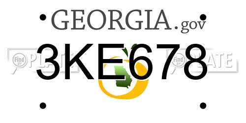 3KE678 Georgia License Plate