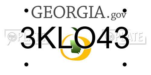 3KLO43 Georgia License Plate