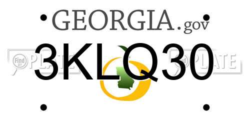 3KLQ30 Georgia License Plate