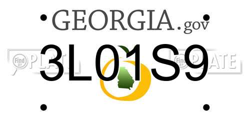 3L01S9 Georgia License Plate