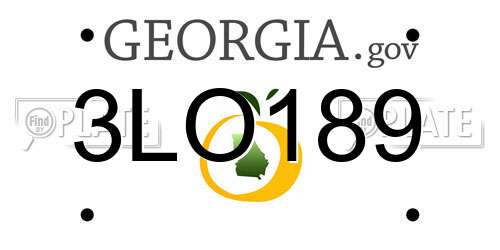 3LO189 Georgia License Plate