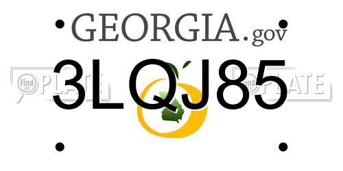 3LQJ85 Georgia License Plate