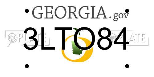 3LTO84 Georgia License Plate