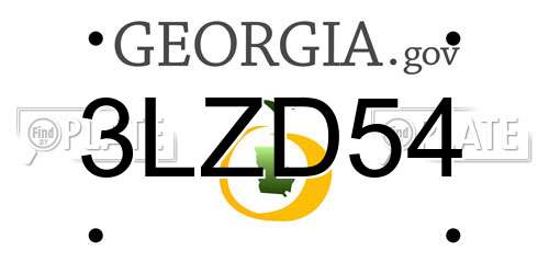 3LZD54 Georgia License Plate