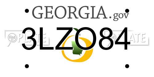 3LZO84 Georgia License Plate