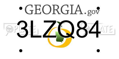 3LZQ84 Georgia License Plate