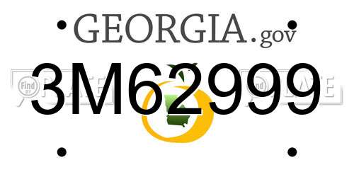 3M62999 Georgia License Plate
