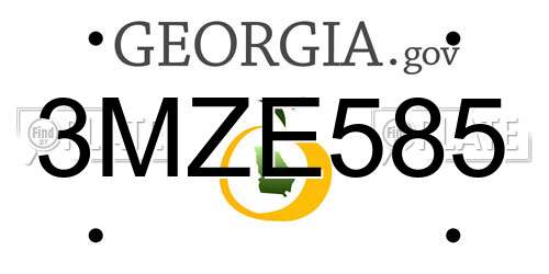 3MZE585 Georgia License Plate