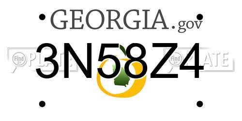 3N58Z4 Georgia License Plate