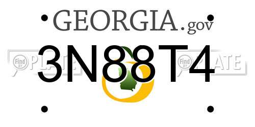 3N88T4 Georgia License Plate