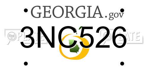 3NC526 Georgia License Plate