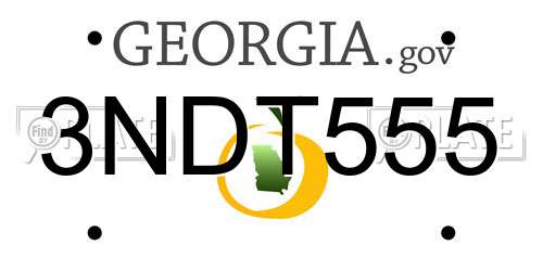 3NDT555 Georgia License Plate