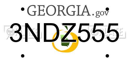 3NDZ555 Georgia License Plate