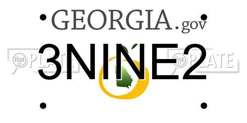 3NINE2 Georgia License Plate