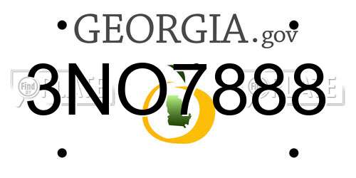 3NO7888 Georgia License Plate