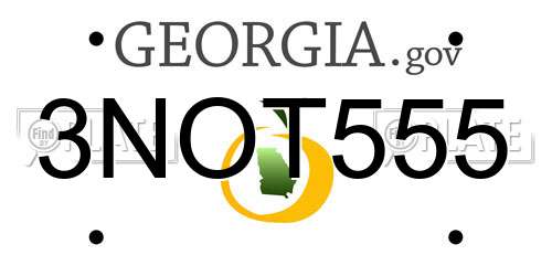 3NOT555 Georgia License Plate