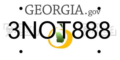 3NOT888 Georgia License Plate