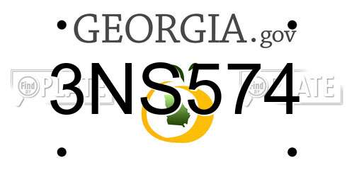 3NS574 Georgia License Plate