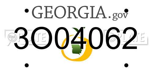 3O04062 Georgia License Plate