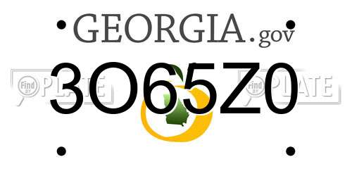3O65Z0 Georgia License Plate