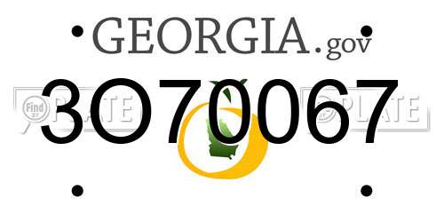 3O70067 Georgia License Plate