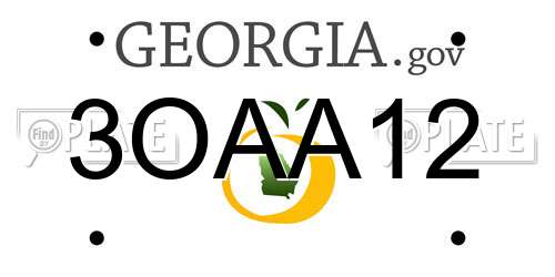 3OAA12 Georgia License Plate
