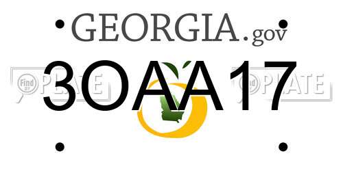 3OAA17 Georgia License Plate