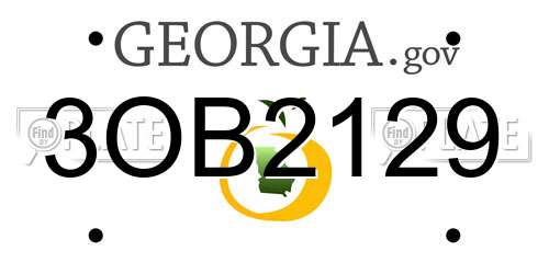 3OB2129 Georgia License Plate
