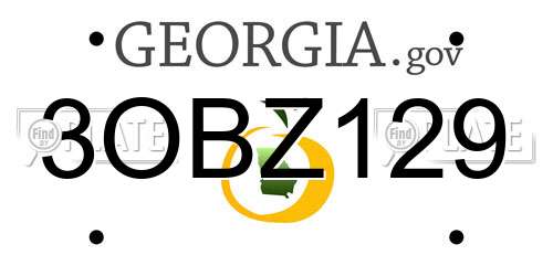3OBZ129 Georgia License Plate