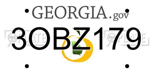 3OBZ179 Georgia License Plate