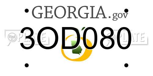 3OD080 Georgia License Plate