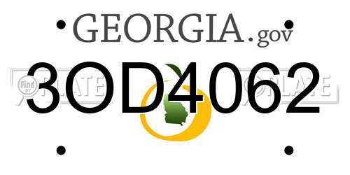 3OD4062 Georgia License Plate