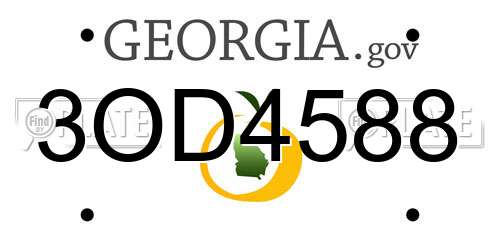 3OD4588 Georgia License Plate