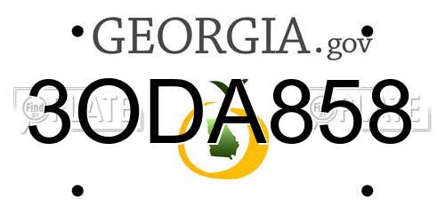 3ODA858 Georgia License Plate