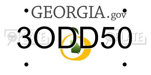 3ODD50 Georgia License Plate