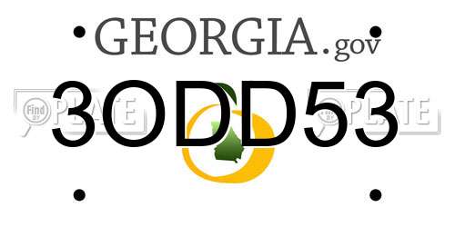 3ODD53 Georgia License Plate