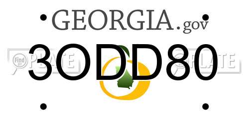 3ODD80 Georgia License Plate