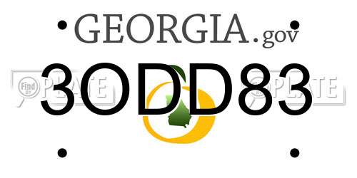 3ODD83 Georgia License Plate