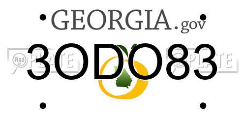 3ODO83 Georgia License Plate