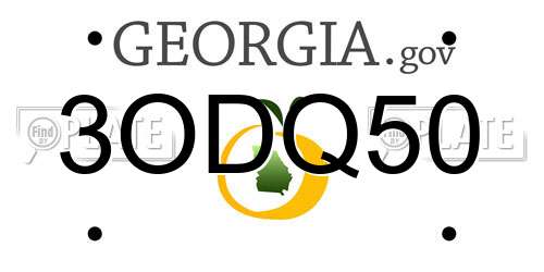 3ODQ50 Georgia License Plate