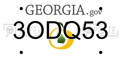 3ODQ53 Georgia License Plate