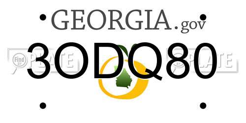 3ODQ80 Georgia License Plate