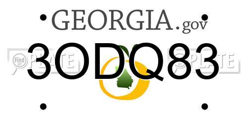 3ODQ83 Georgia License Plate