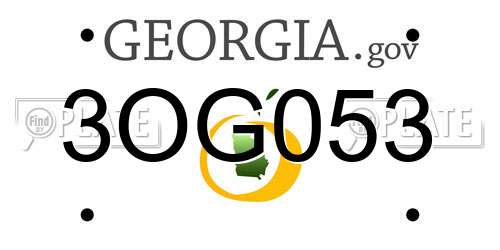 3OG053 Georgia License Plate