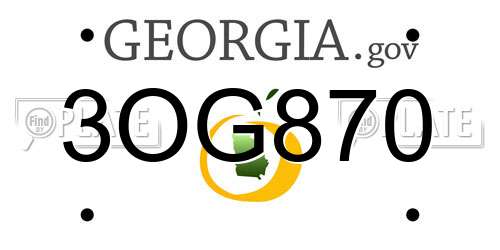 3OG870 Georgia License Plate