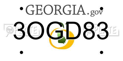 3OGD83 Georgia License Plate