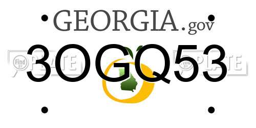 3OGQ53 Georgia License Plate