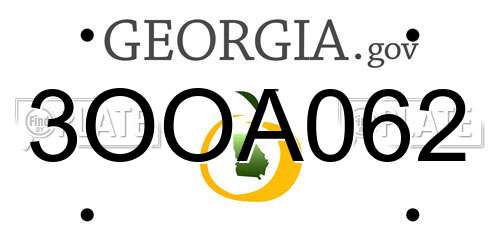 3OOA062 Georgia License Plate