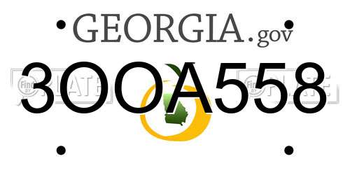 3OOA558 Georgia License Plate