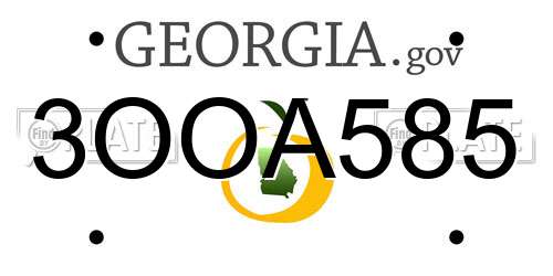 3OOA585 Georgia License Plate